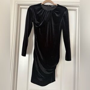 Zara Black Long Sleeve Velvet Dress